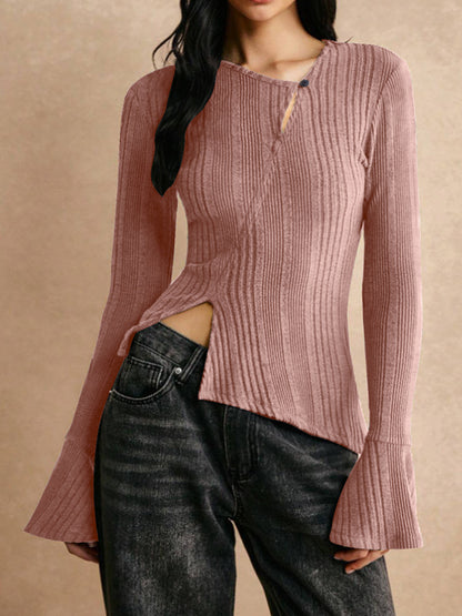 Camiseta Casual Manga Larga con Botones