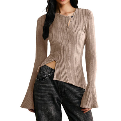 Camiseta Casual Manga Larga con Botones