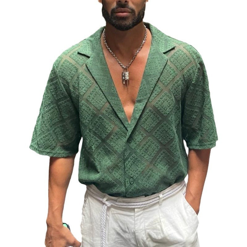 Camisa Informal Hombre – Manga Corta con Solapa